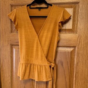 Banana Republic Mustard Wrap Blouse